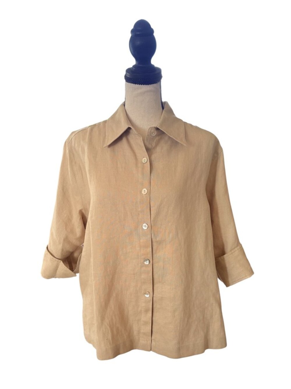 Women's Linen Button Up Blouse Shell Buttons Jillian Jones Size large